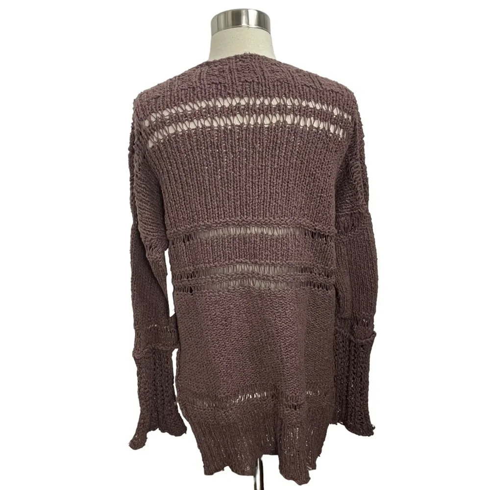 Free People Belong‎ To You Open Knit Sweater In Dark Purple Size Small NWT